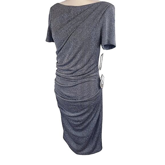 Betsy & Adam Ruched Glitter Knit Short Sleeve Sheath Cocktail Dress Size 8 NWT - Picture 8 of 11